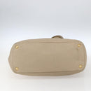 PRADA Tote Bag Leather Beige Gold Auth gh1849-5