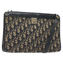 Christian Dior Trotter Canvas Shoulder Bag Navy Gold Auth gh185-1