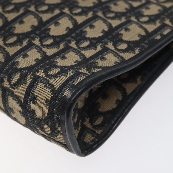 Christian Dior Trotter Canvas Shoulder Bag Navy Gold Auth gh185