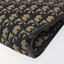 Christian Dior Trotter Canvas Shoulder Bag Navy Gold Auth gh185-12