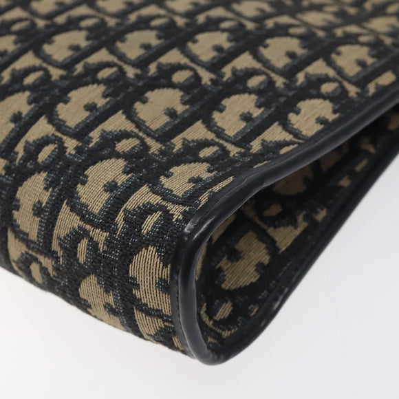 Christian Dior Trotter Canvas Shoulder Bag Navy Gold Auth gh185