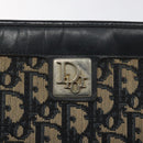 Christian Dior Trotter Canvas Shoulder Bag Navy Gold Auth gh185-14