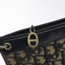 Christian Dior Trotter Canvas Shoulder Bag Navy Gold Auth gh185-15