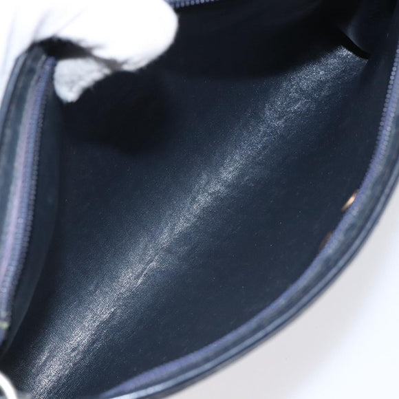 Christian Dior Trotter Canvas Shoulder Bag Navy Gold Auth gh185