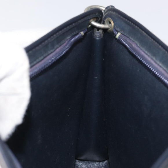 Christian Dior Trotter Canvas Shoulder Bag Navy Gold Auth gh185