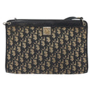 Christian Dior Trotter Canvas Shoulder Bag Navy Gold Auth gh185-2