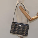 Christian Dior Trotter Canvas Shoulder Bag Navy Gold Auth gh185-20