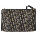 Christian Dior Trotter Canvas Shoulder Bag Navy Gold Auth gh185-3