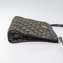 Christian Dior Trotter Canvas Shoulder Bag Navy Gold Auth gh185-4