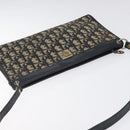 Christian Dior Trotter Canvas Shoulder Bag Navy Gold Auth gh185-6