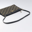 Christian Dior Trotter Canvas Shoulder Bag Navy Gold Auth gh185-7