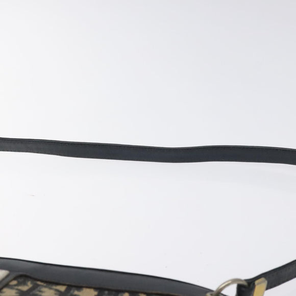 Christian Dior Trotter Canvas Shoulder Bag Navy Gold Auth gh185