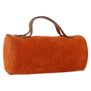 CELINE C Macadam Canvas Boston Bag Suede Orange Silver Auth gh1851-1