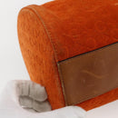 CELINE C Macadam Canvas Boston Bag Suede Orange Silver Auth gh1851-14
