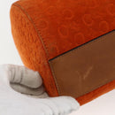 CELINE C Macadam Canvas Boston Bag Suede Orange Silver Auth gh1851-16