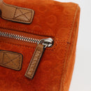 CELINE C Macadam Canvas Boston Bag Suede Orange Silver Auth gh1851-10