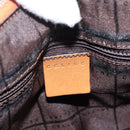 CELINE C Macadam Canvas Boston Bag Suede Orange Silver Auth gh1851-17