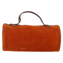 CELINE C Macadam Canvas Boston Bag Suede Orange Silver Auth gh1851-13