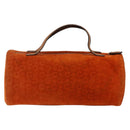 CELINE C Macadam Canvas Boston Bag Suede Orange Silver Auth gh1851-2