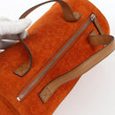 CELINE C Macadam Canvas Boston Bag Suede Orange Silver Auth gh1851-6