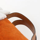 CELINE C Macadam Canvas Boston Bag Suede Orange Silver Auth gh1851-8