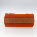 CELINE C Macadam Canvas Boston Bag Suede Orange Silver Auth gh1851-5