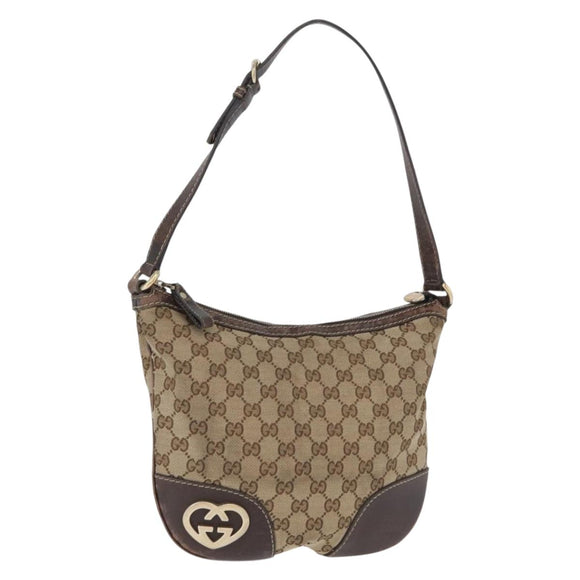 GUCCI GG Canvas Shoulder Bag Beige Gold 257072 Auth gh1853