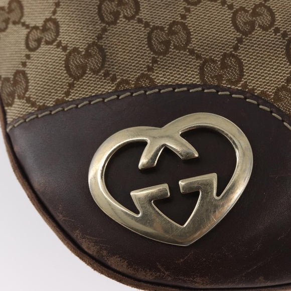 GUCCI GG Canvas Shoulder Bag Beige Gold 257072 Auth gh1853