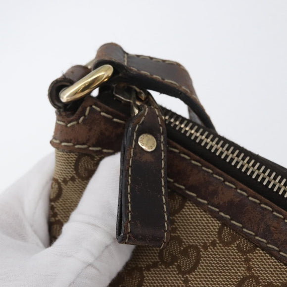 GUCCI GG Canvas Shoulder Bag Beige Gold 257072 Auth gh1853