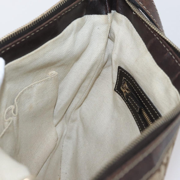 GUCCI GG Canvas Shoulder Bag Beige Gold 257072 Auth gh1853