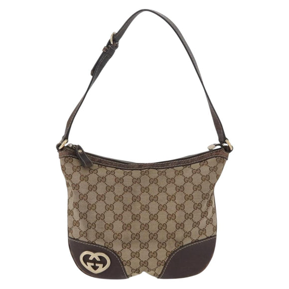 GUCCI GG Canvas Shoulder Bag Beige Gold 257072 Auth gh1853