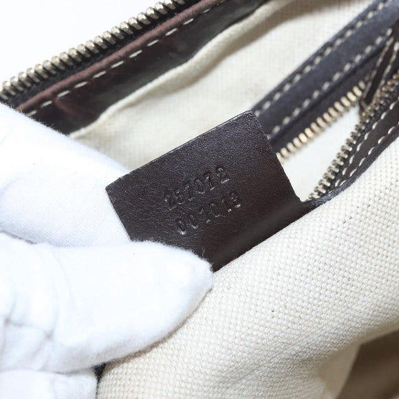 GUCCI GG Canvas Shoulder Bag Beige Gold 257072 Auth gh1853