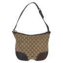 GUCCI GG Canvas Shoulder Bag Beige Gold 257072 Auth gh1853-3
