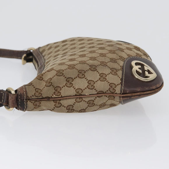 GUCCI GG Canvas Shoulder Bag Beige Gold 257072 Auth gh1853