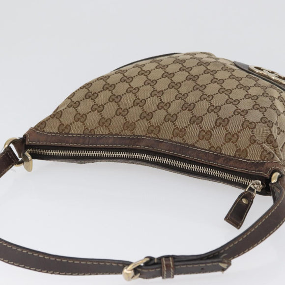 GUCCI GG Canvas Shoulder Bag Beige Gold 257072 Auth gh1853