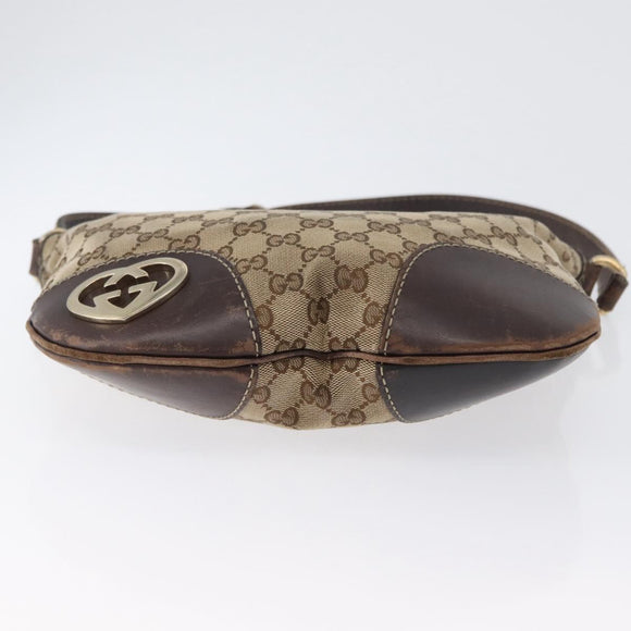 GUCCI GG Canvas Shoulder Bag Beige Gold 257072 Auth gh1853