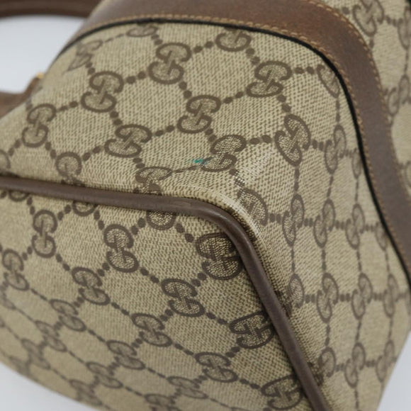 GUCCI GG Supreme Web Sherry Line Boston Bag PVC Beige Gold 39 02 006 Auth gh1854