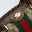 GUCCI GG Supreme Web Sherry Line Boston Bag PVC Beige Gold 39 02 006 Auth gh1854-17