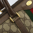 GUCCI GG Supreme Web Sherry Line Boston Bag PVC Beige Gold 39 02 006 Auth gh1854-18