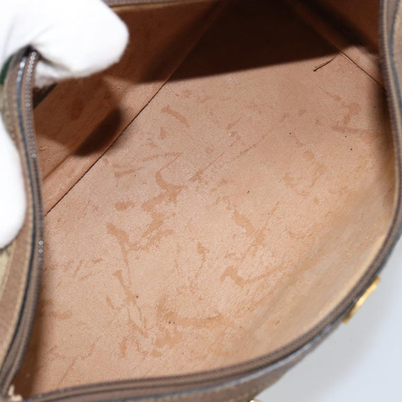 GUCCI GG Supreme Web Sherry Line Boston Bag PVC Beige Gold 39 02 006 Auth gh1854