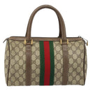 GUCCI GG Supreme Web Sherry Line Boston Bag PVC Beige Gold 39 02 006 Auth gh1854-2