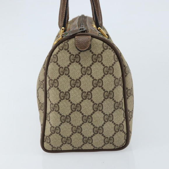 GUCCI GG Supreme Web Sherry Line Boston Bag PVC Beige Gold 39 02 006 Auth gh1854