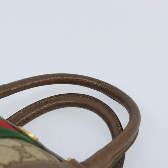 GUCCI GG Supreme Web Sherry Line Boston Bag PVC Beige Gold 39 02 006 Auth gh1854