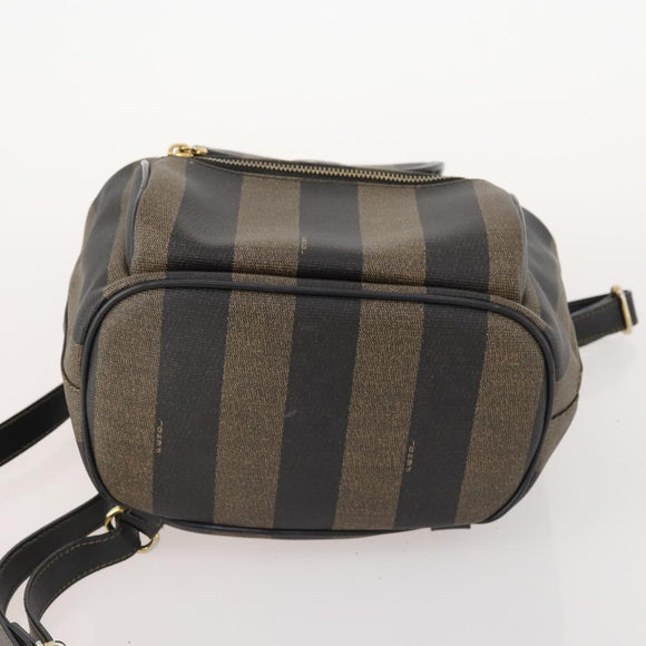 FENDI Pecan Canvas Rucksack PVC Braun Schwarz Gold Authentisch gh1856