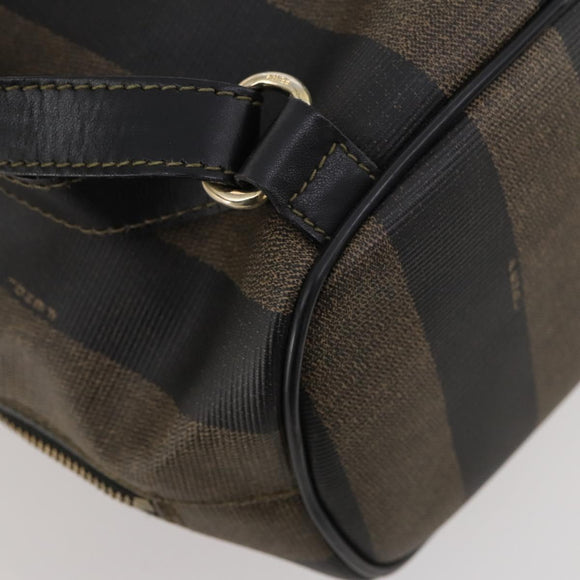 FENDI Pecan Canvas Rucksack PVC Braun Schwarz Gold Authentisch gh1856