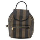 FENDI Pecan Canvas Rucksack PVC Braun Schwarz Gold Authentisch gh1856-13