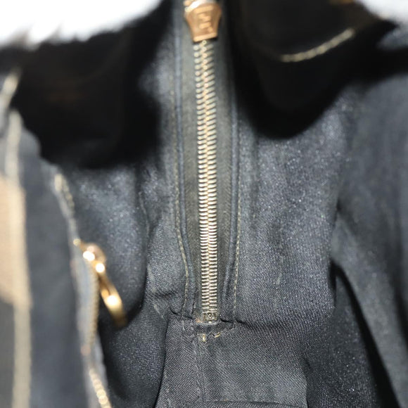 FENDI Pecan Canvas Rucksack PVC Braun Schwarz Gold Authentisch gh1856