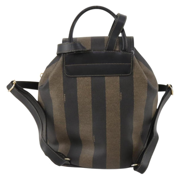 FENDI Pecan Canvas Rucksack PVC Braun Schwarz Gold Authentisch gh1856