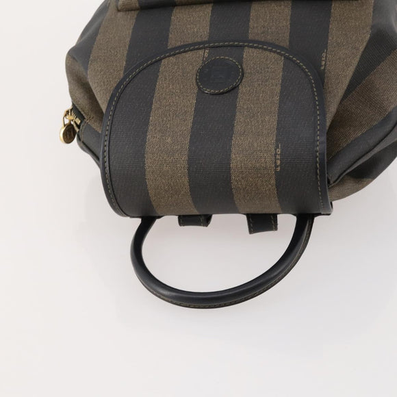 FENDI Pecan Canvas Rucksack PVC Braun Schwarz Gold Authentisch gh1856