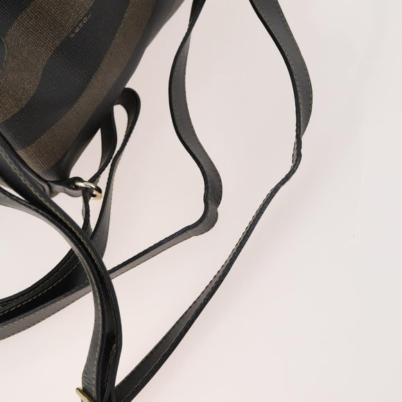 FENDI Pecan Canvas Rucksack PVC Braun Schwarz Gold Authentisch gh1856